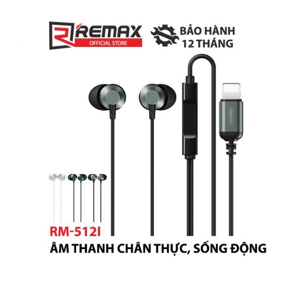 Tai nghe nhét tai Remax Metal RM-512i cổng Lightning dành cho iphone
