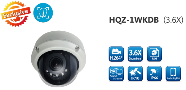 Camera nhận diện khuôn mặt 1080P H.264+ Motorized Vandal Dome HQZ-1WKDB (3.6X)