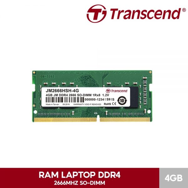 Ram Laptop Transcend 4GB DDR4 2666MHz (JM2666HSH-4G) - Bảo hành 3 năm