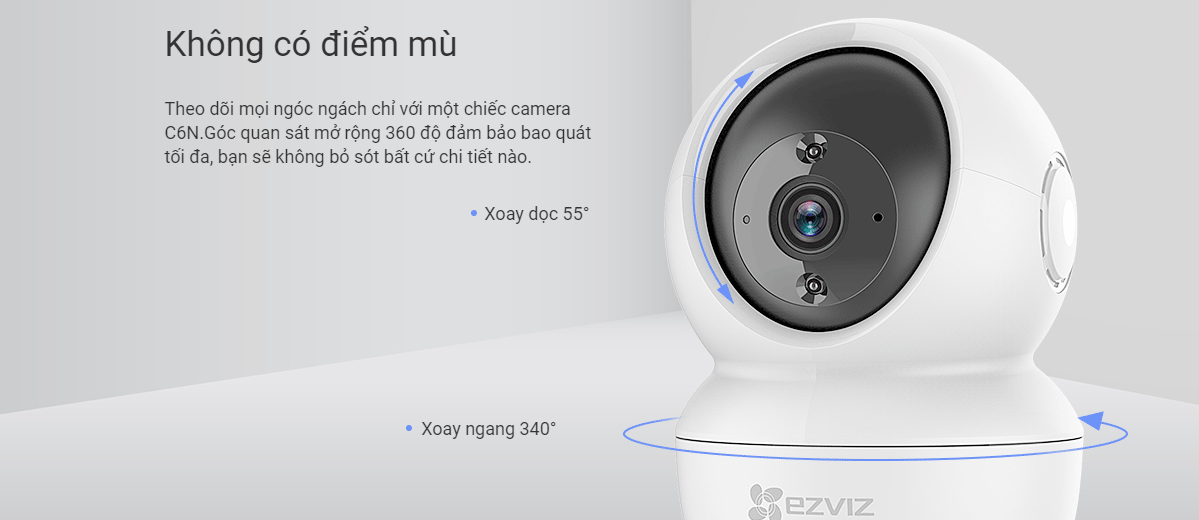 Camera Wifi trong nhà EZVIZ C6N 2MP, Quay Quét 360 Độ, Đàm Thoại 2 Chiều